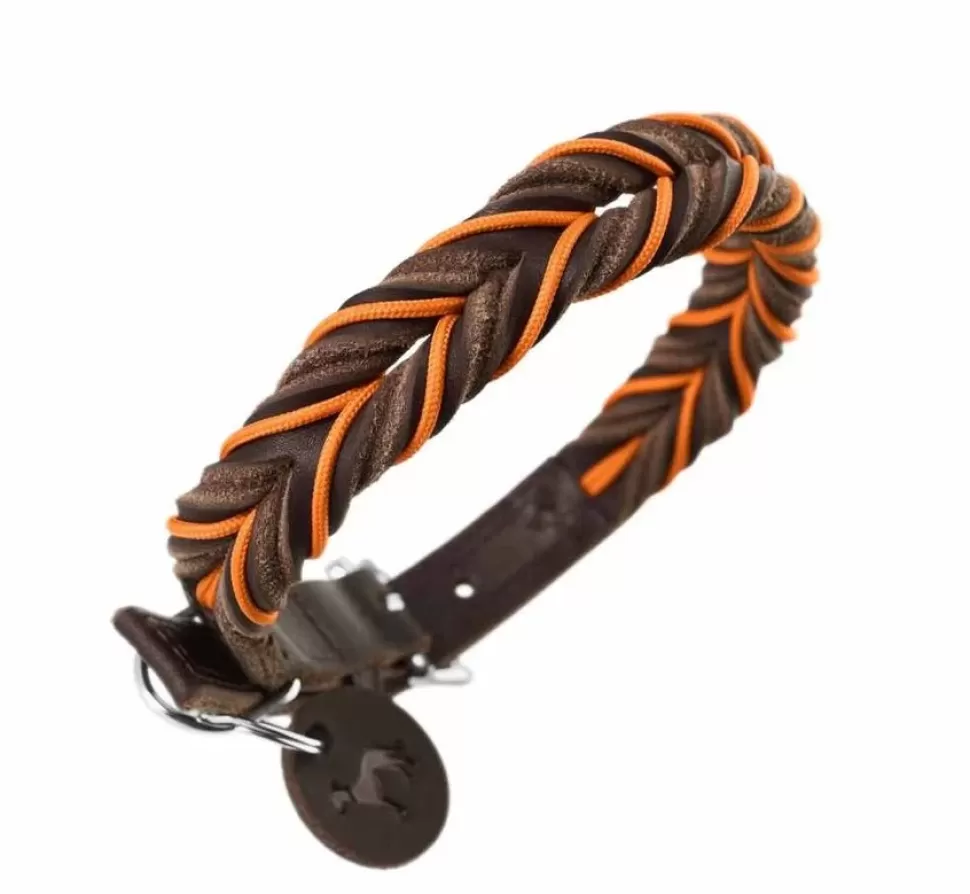 Hunter Hondenhalsband Solid Education Cord Bruin Oranje