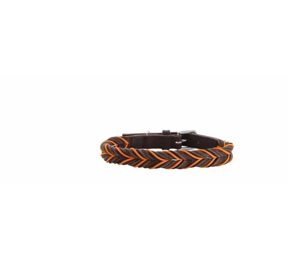 Hunter Hondenhalsband Solid Education Cord Bruin Oranje