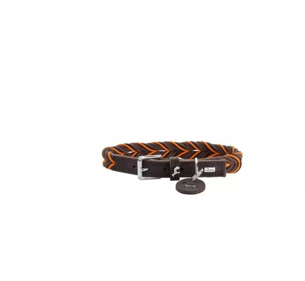 Hunter Hondenhalsband Solid Education Cord Bruin Oranje
