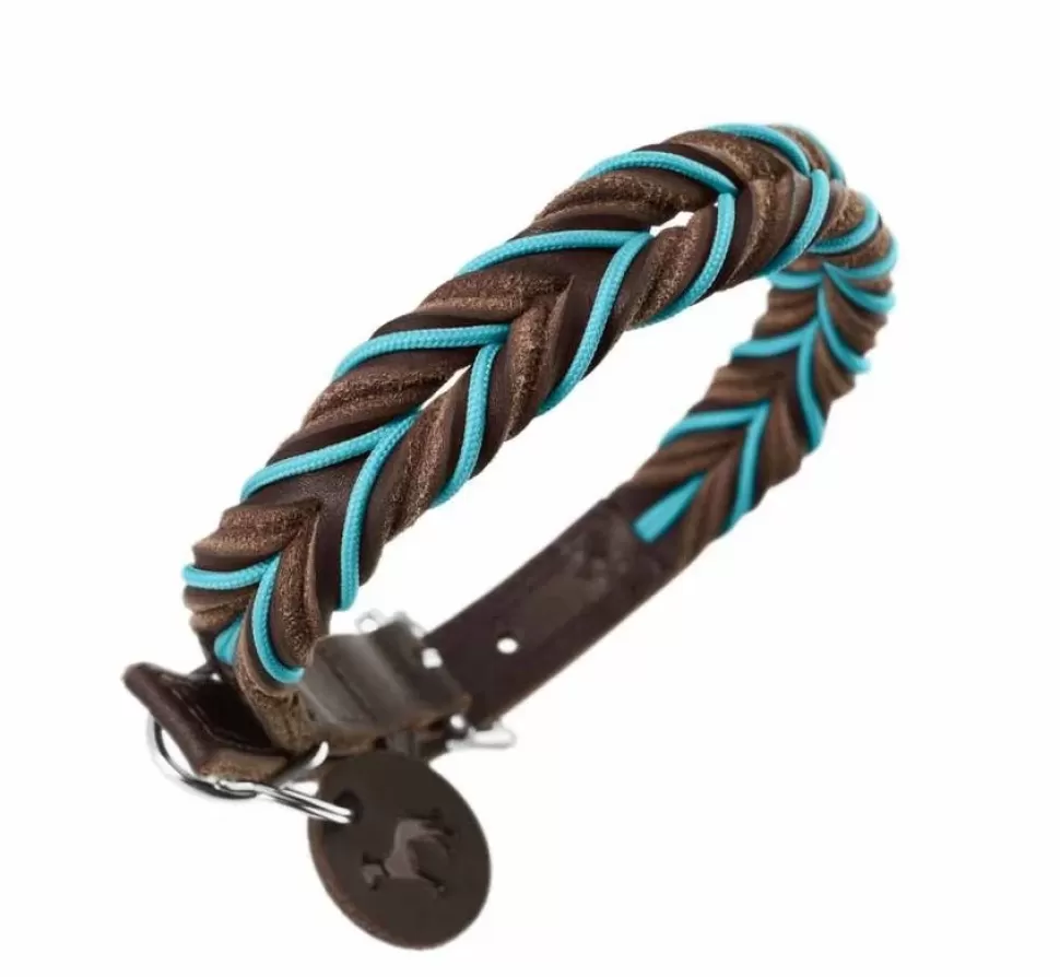 Hunter Hondenhalsband Solid Education Cord Bruin Turquoise