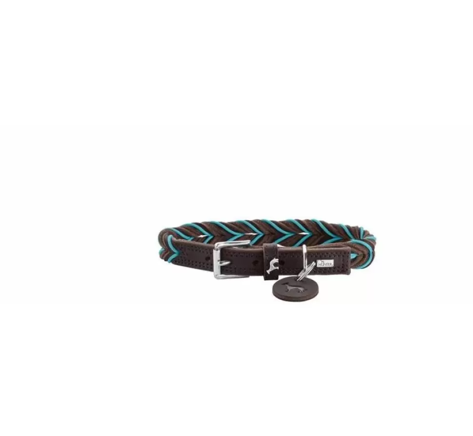 Hunter Hondenhalsband Solid Education Cord Bruin Turquoise