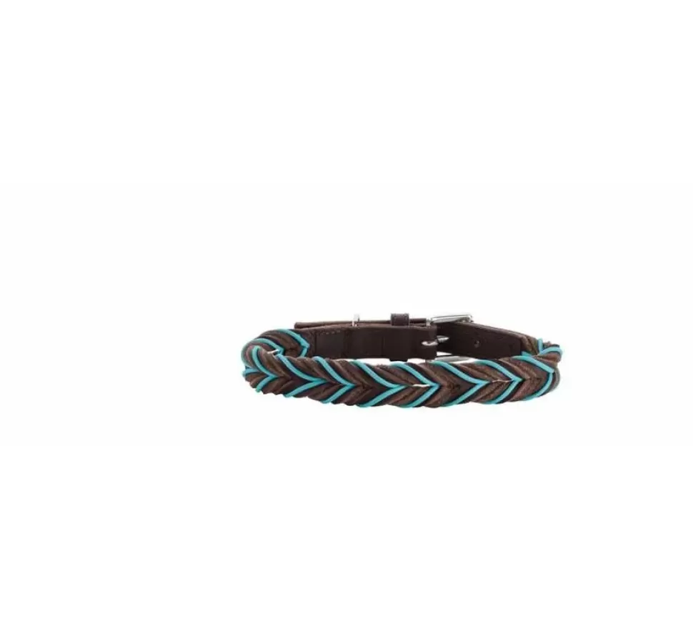 Hunter Hondenhalsband Solid Education Cord Bruin Turquoise