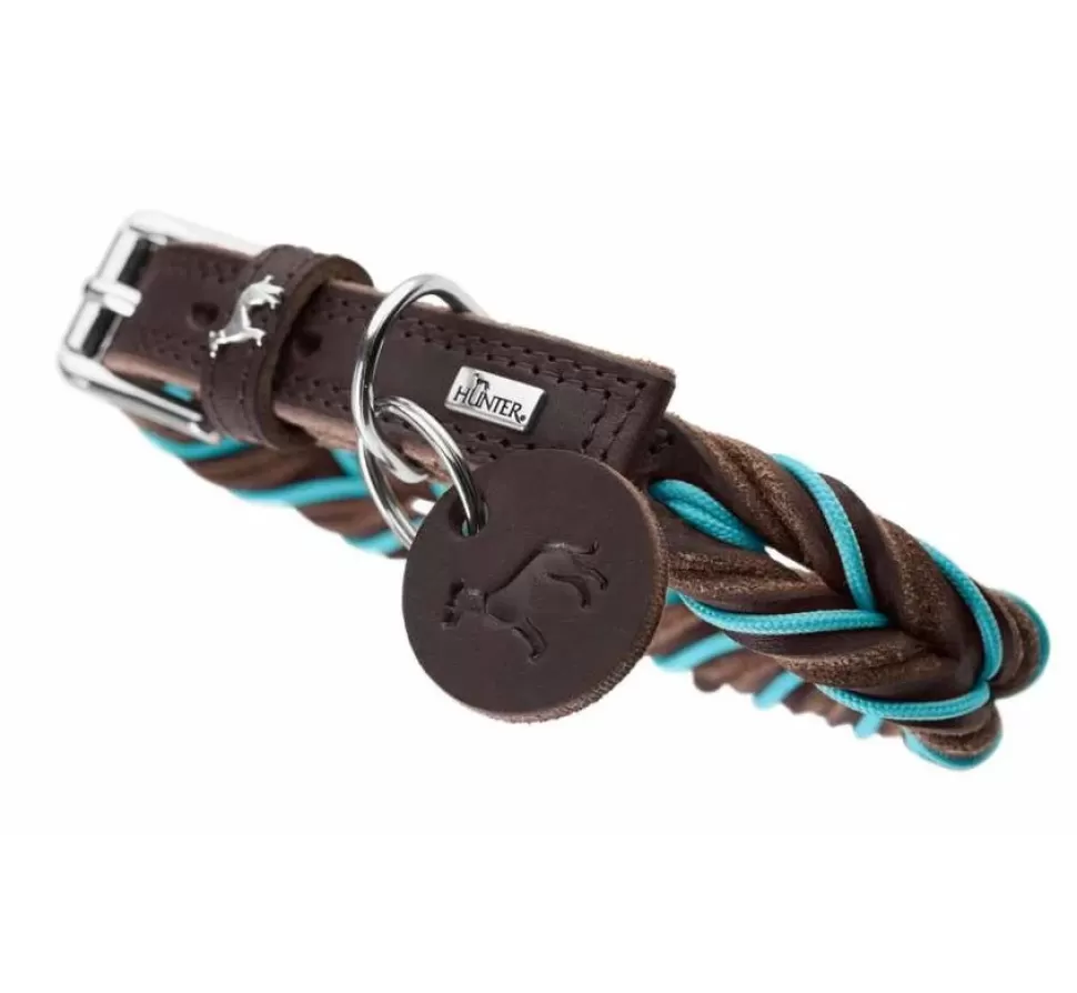 Hunter Hondenhalsband Solid Education Cord Bruin Turquoise