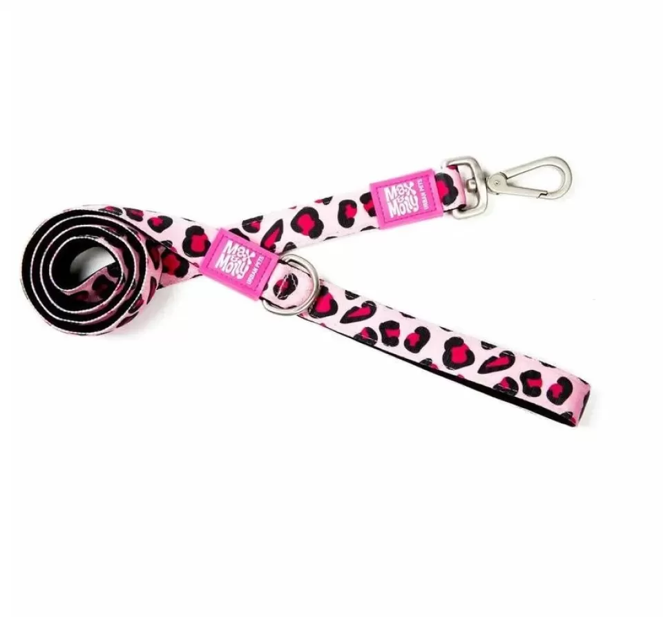 Max & Molly Hondenriem Short Leash Leopard Pink