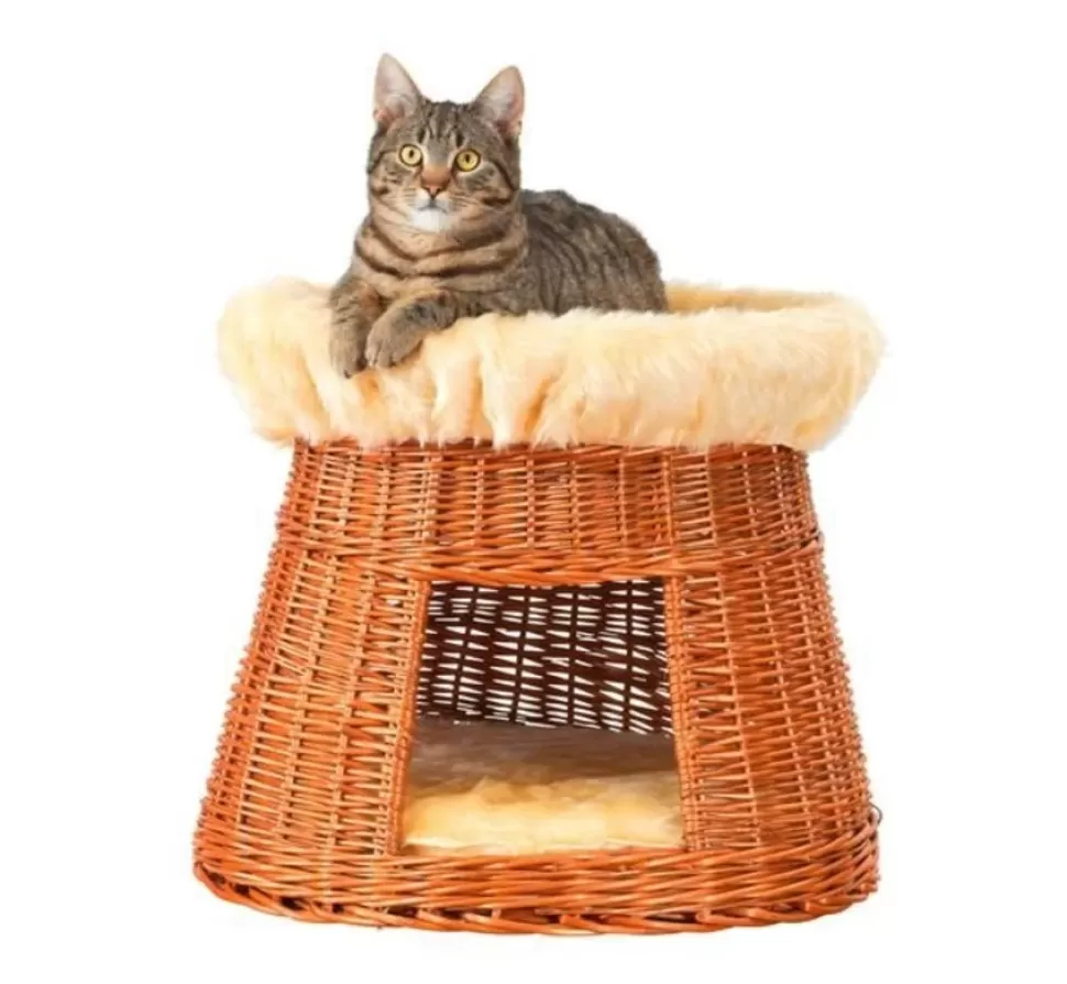 Silvio Design Ronde Bruine Rieten Kattenmand